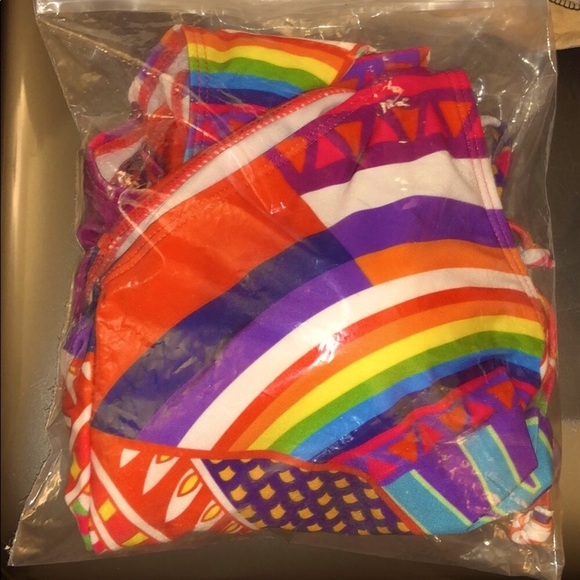 NWT Rainbow Geometric Cross-Back One-Piece, Sz. L(8-10) - Picture 12 of 12